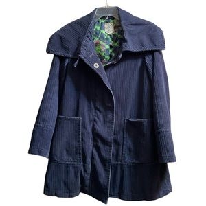 Women’s Tulle by Anthropologie Corduroy Blue Jacket. Zipper Snap Button closure